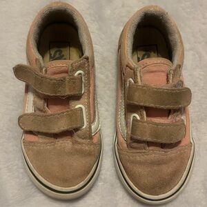 Vans Kids Pink and white Velcro Sneakers